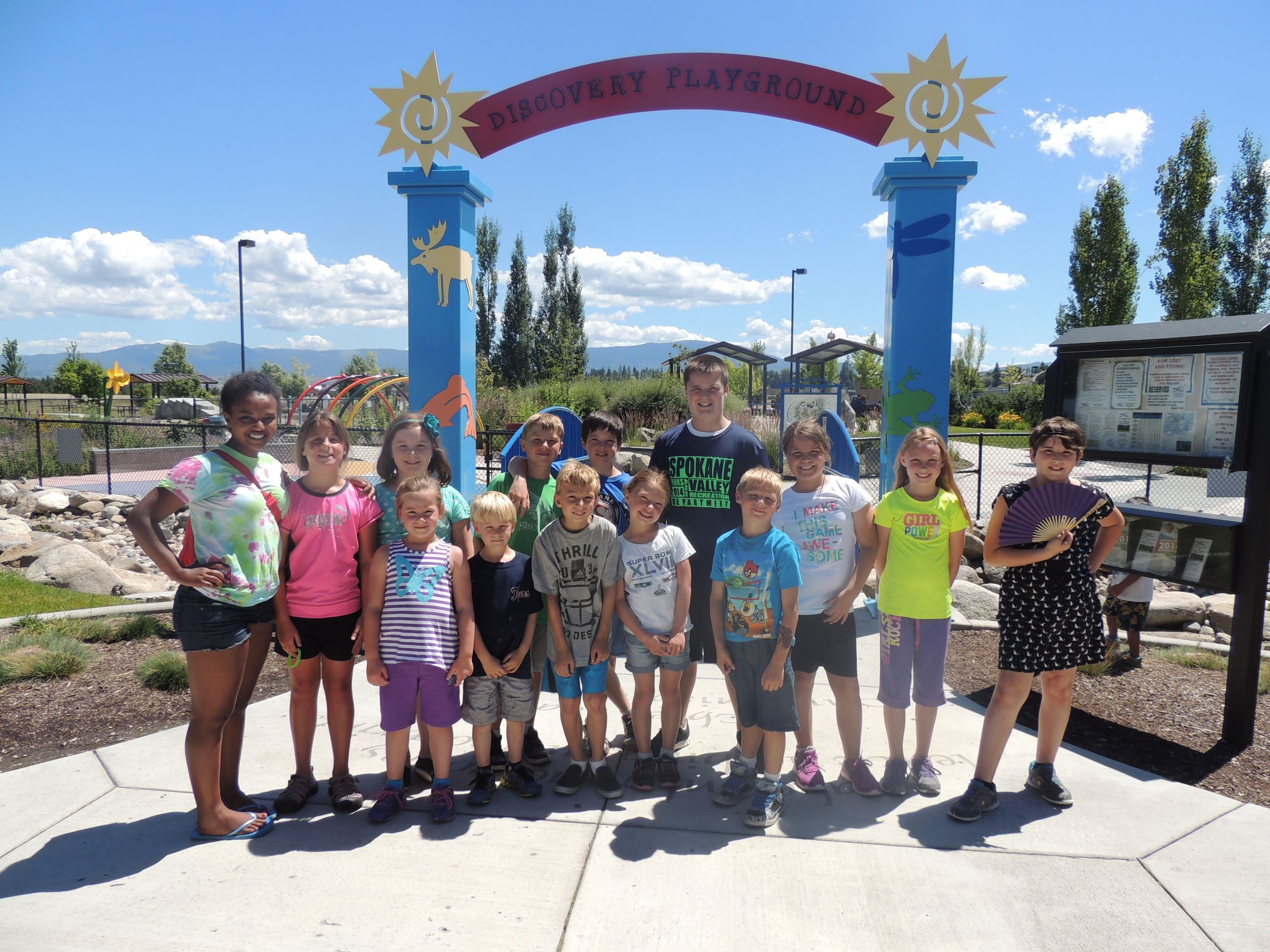 A group of kids attending the camp program, which can be registered with Parks and Recreation.